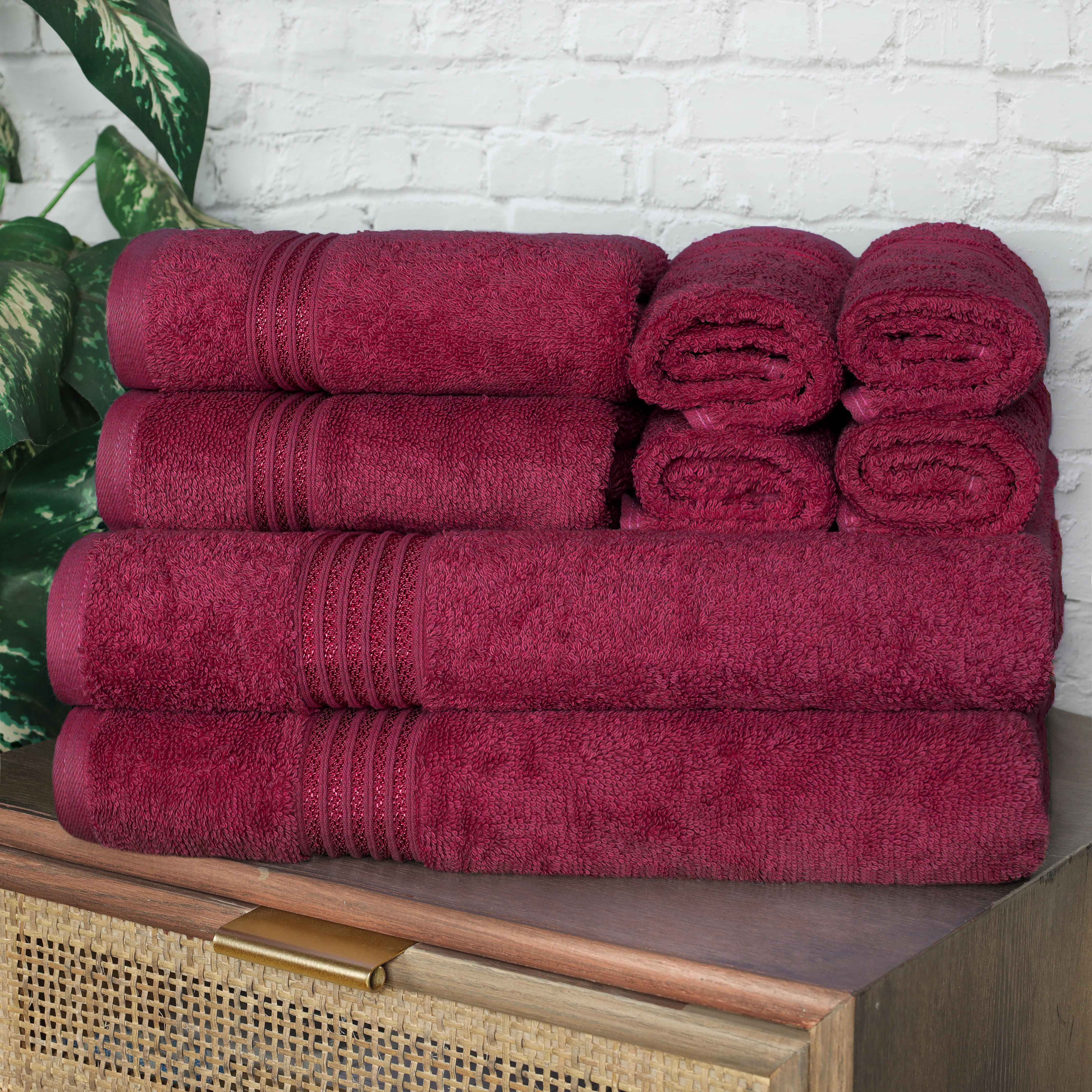 Premium Egyptian Cotton 8-Piece Bath Towel Set - Ultra Soft, Highly Absorbent & Quick-Drying - Perfect for Spa, Bathroom & Beach Use