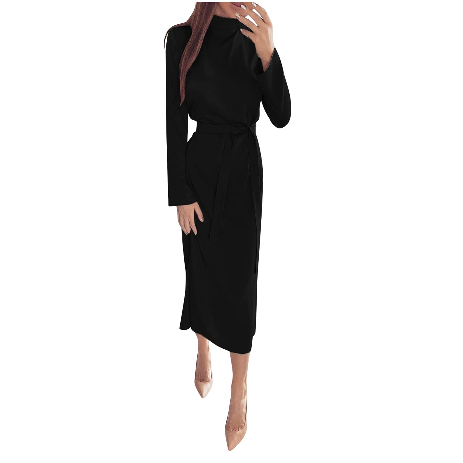 Women's Casual Maxi Dresses for Summer - Long Sleeve Modest Midi Dress with Irregular Hem | Perfect for Beach, Vacation & Everyday Wear