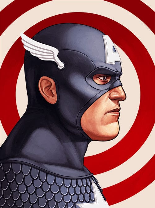 Captain America Mike Mitchell Poster - Vintage Superhero Wall Art for Home, Office & Gifts | Marvel Comics Decor for Fans & Collectors
