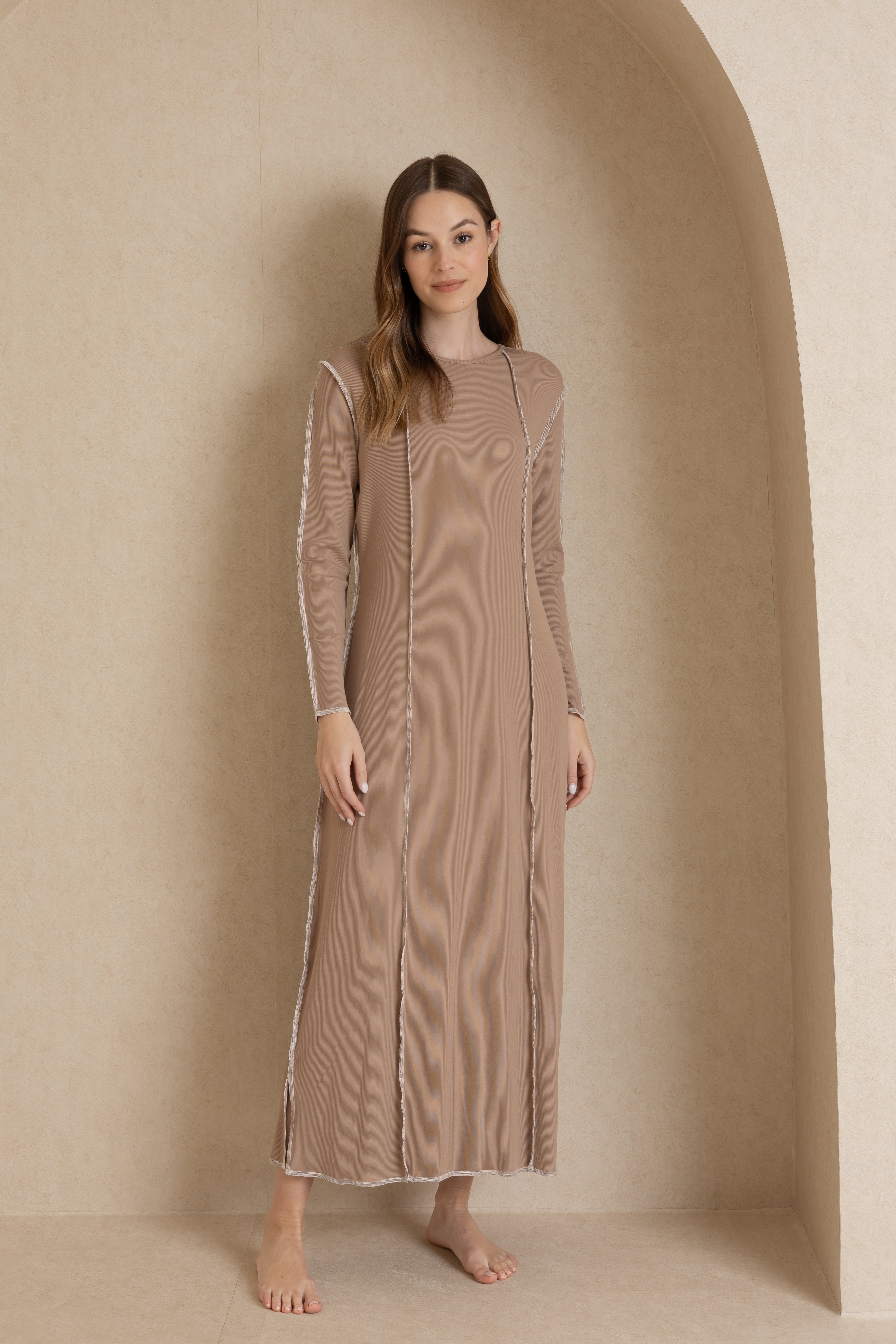Tan Serged Seam Maxi Skirt - Flowy Long Summer Skirt for Women | Perfect for Beach, Vacation & Boho Outfits