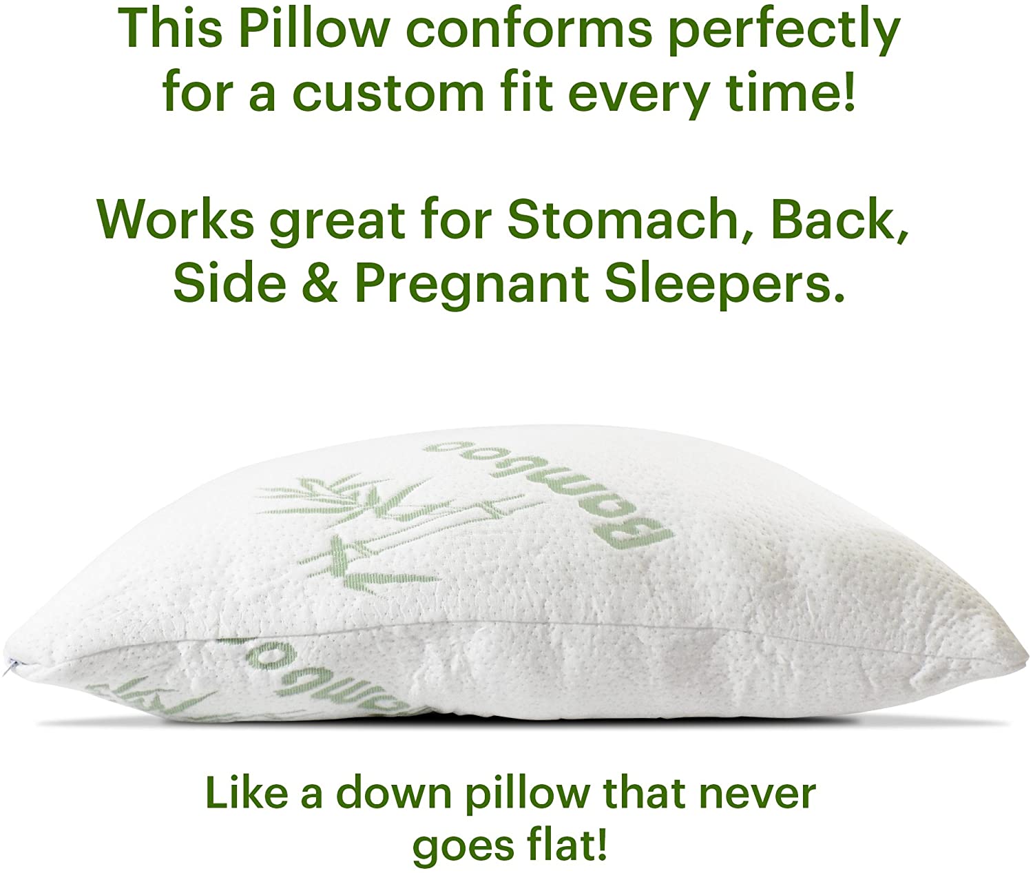 Brijo Bamboo Shredded Memory Foam Pillow - Hypoallergenic & Adjustable Support for Neck Pain Relief - Perfect for Side, Back Sleepers & Travel Use