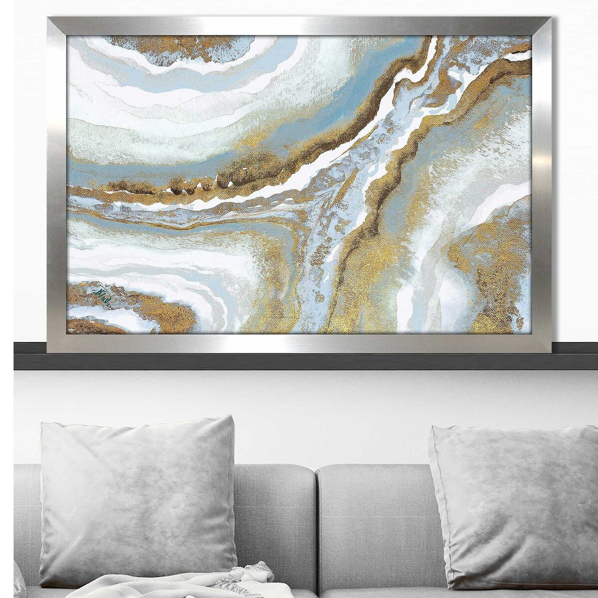 Blue Agate Horizontal Print on Acrylic - Stunning Wall Art for Home & Office Decor