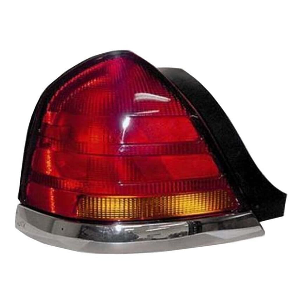 1998-2005 Ford Crown Victoria Pair Rear Tail Lights - Driver & Passenger Side with 4 Bulb Lamps & Red/Amber Lenses (FO2800150 FO2801150) | Perfect for Car Restoration, Replacement Parts & Nighttime Driving Safety