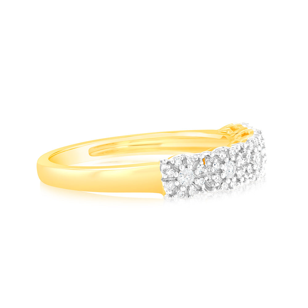 9ct Yellow Gold 1/6 Carat Diamond Ring with 45 Brilliant Cut Diamonds - Elegant Wedding Band, Anniversary Gift for Her, Perfect for Engagement & Special Occasions