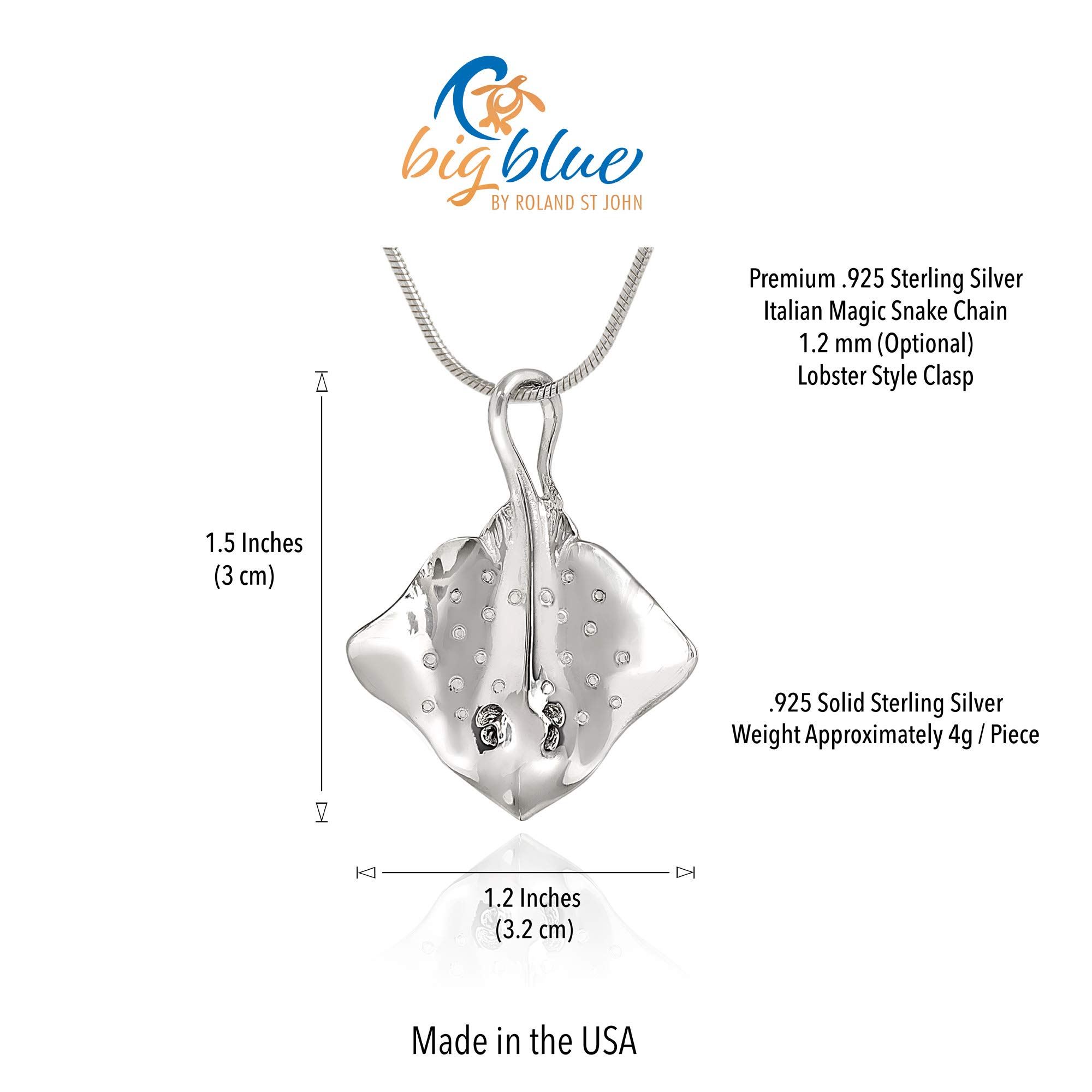 Sterling Silver Stingray Necklace for Women - Manta Ray Pendant Jewelry, Scuba Diving & Ocean Inspired Charm Necklace | Perfect Gift for Beach Lovers, Marine Enthusiasts & Jewelry Collectors