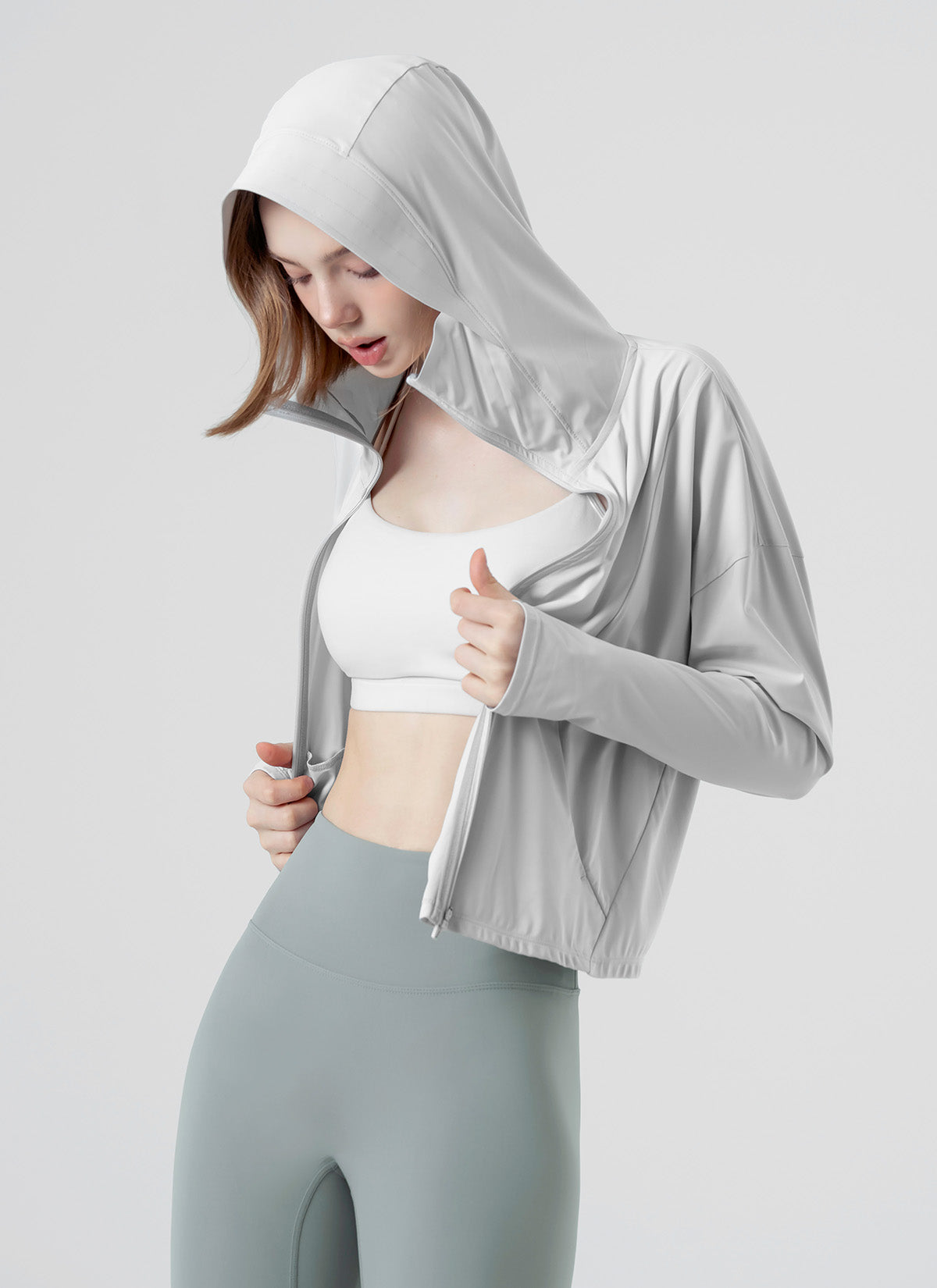Lightweight Cooling Loose Fit Crop Hoodie Jacket for Women - Breathable Summer Outdoor Workout & Casual Wear