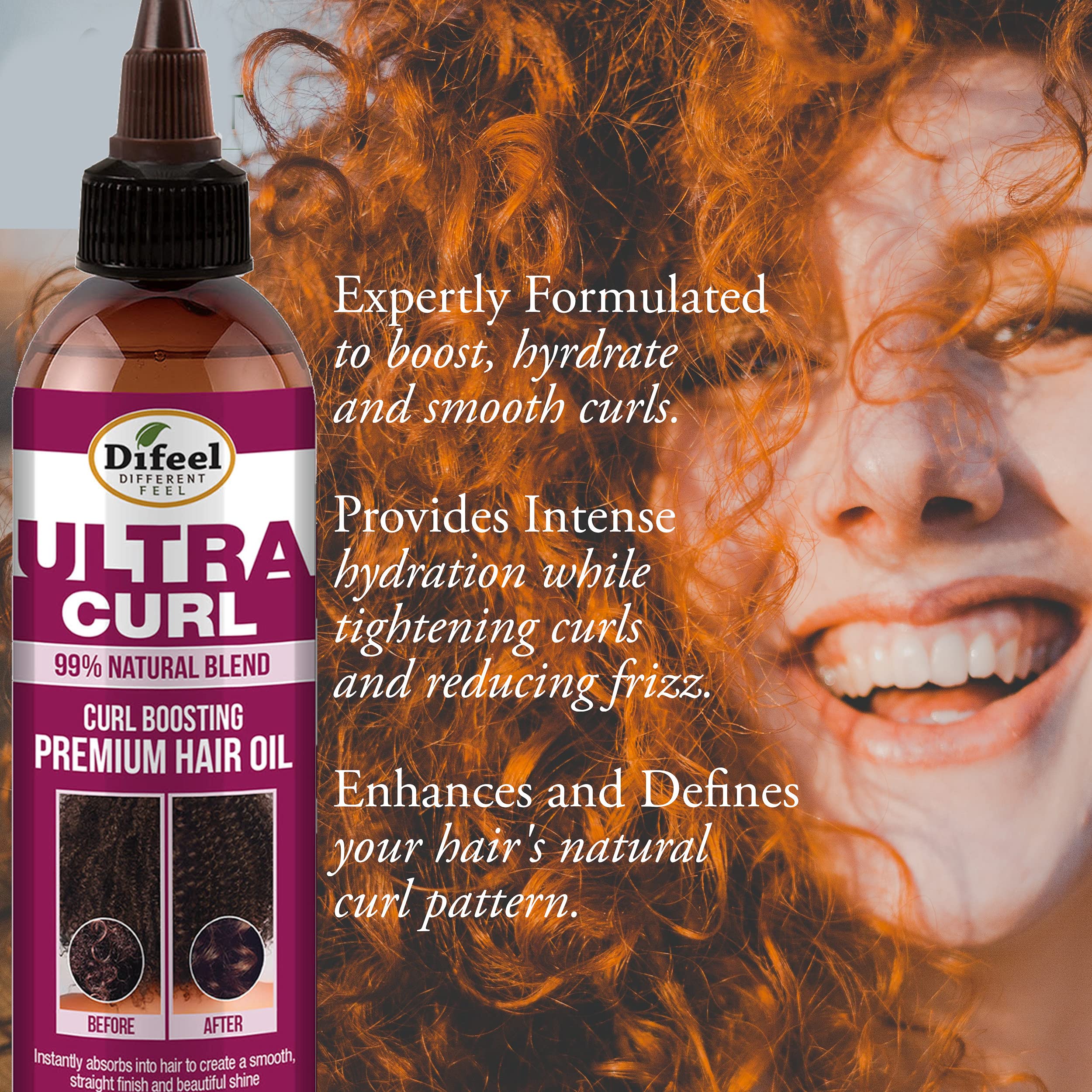 Difeel Ultra Curl Hair Care Set - Moisturizing Shampoo (12 oz), Deep Conditioner (12 oz), Hair Mask (12 oz) & Argan Oil (8 oz) for Curly Hair - Perfect for Dry, Frizzy & Damaged Hair Care Routine