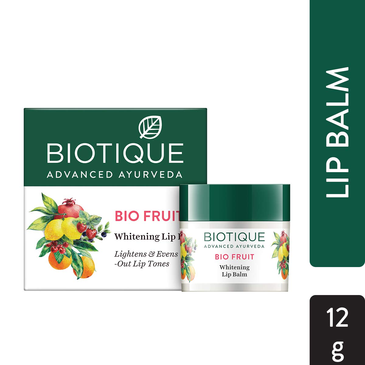 Biotique Bio Fruit Whitening Lip Balm 12g & Bio White Advanced Fairness Face Wash 150ml - Natural Skincare Set for Dry Lips & Brightening Facial Cleanser - Perfect for Daily Beauty Routine & Travel Skincare Essentials