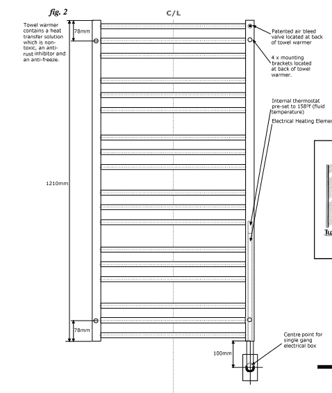 Tuzio Laveno Hardwired or Plug-in Bathroom Towel Warmer - 23.5