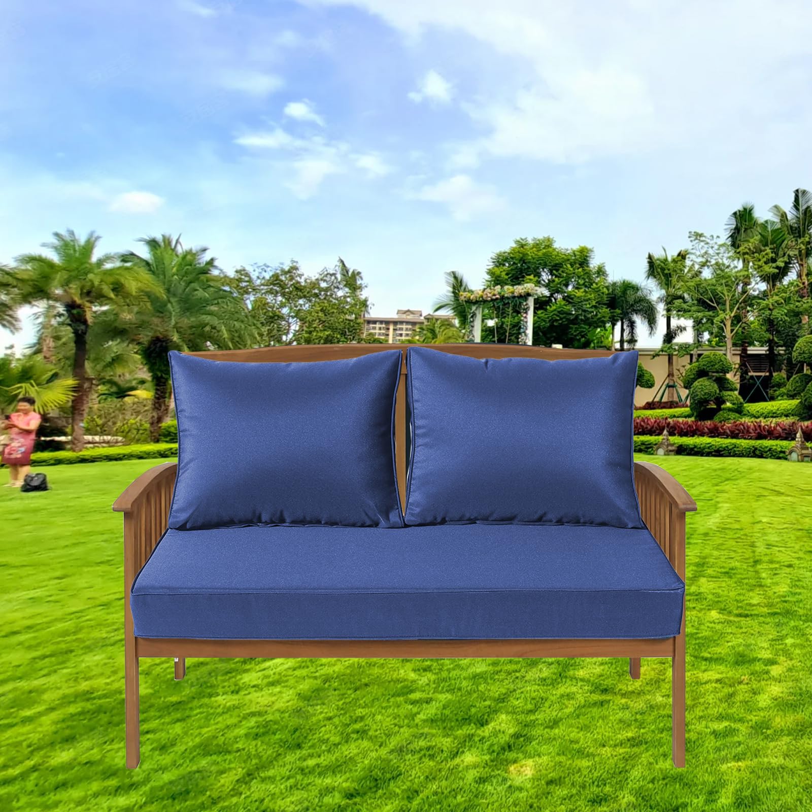Waterproof Outdoor Loveseat Cushion Cover - Navy Blue (46x26x4/25x21 Inches) - Durable Patio Furniture Protector for Rain, Sun & Weather - Perfect for Deck, Garden, Poolside & Backyard Relaxation
