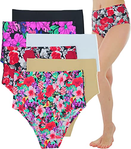 6 Pack: High Waisted Solids & Floral Prints Assortment