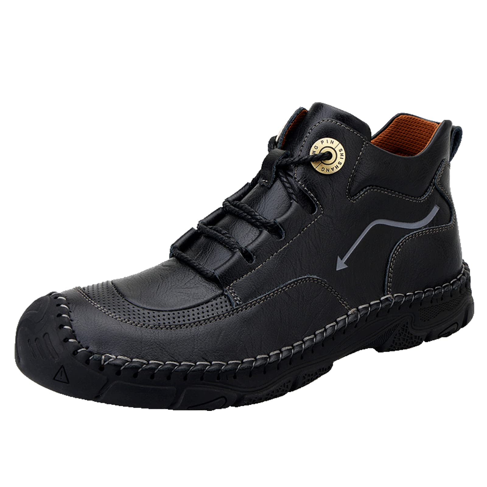 BAIJIE Men's Anti-Collision Hiking Boots - Handmade Stitch Outdoor Shoes with Non-Slip Sole for Trekking, Camping & Mountain Climbing