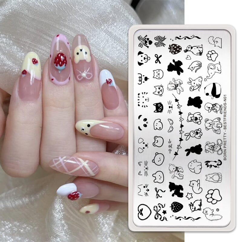 BestFriends N01 Nail Stamping Plate - Floral & Geometric Nail Art Designs for DIY Manicure at Home or Salon | Professional Quality Nail Stamping Kit for Creative Nail Art Lovers