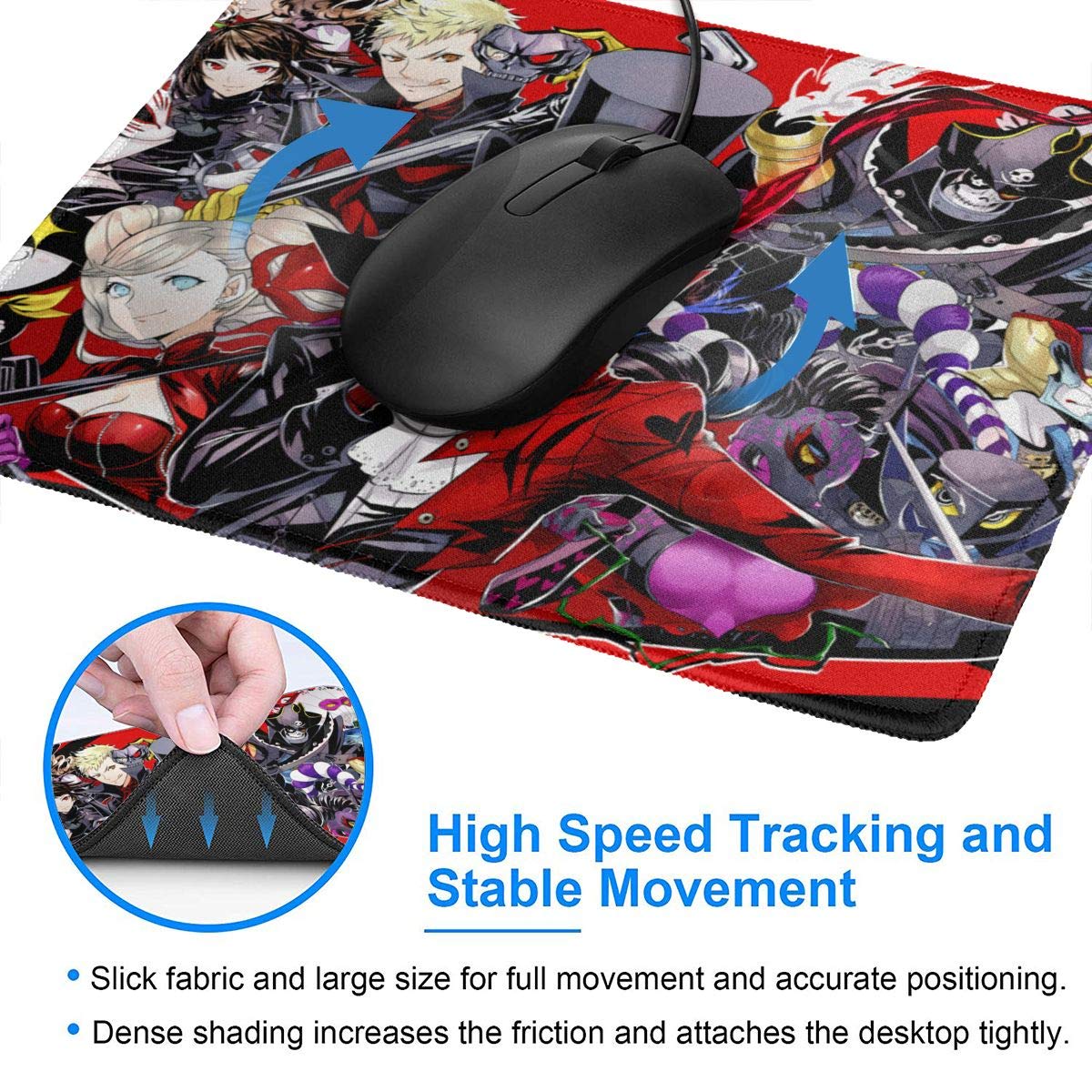 Sudopo K-Musculo Persona 5 Gaming Mouse Pad - Non-Slip Rubber Surface, Anime Design, 7.9 x 9.5 Inches - Perfect for PC Gaming, Office Work & Anime Enthusiasts