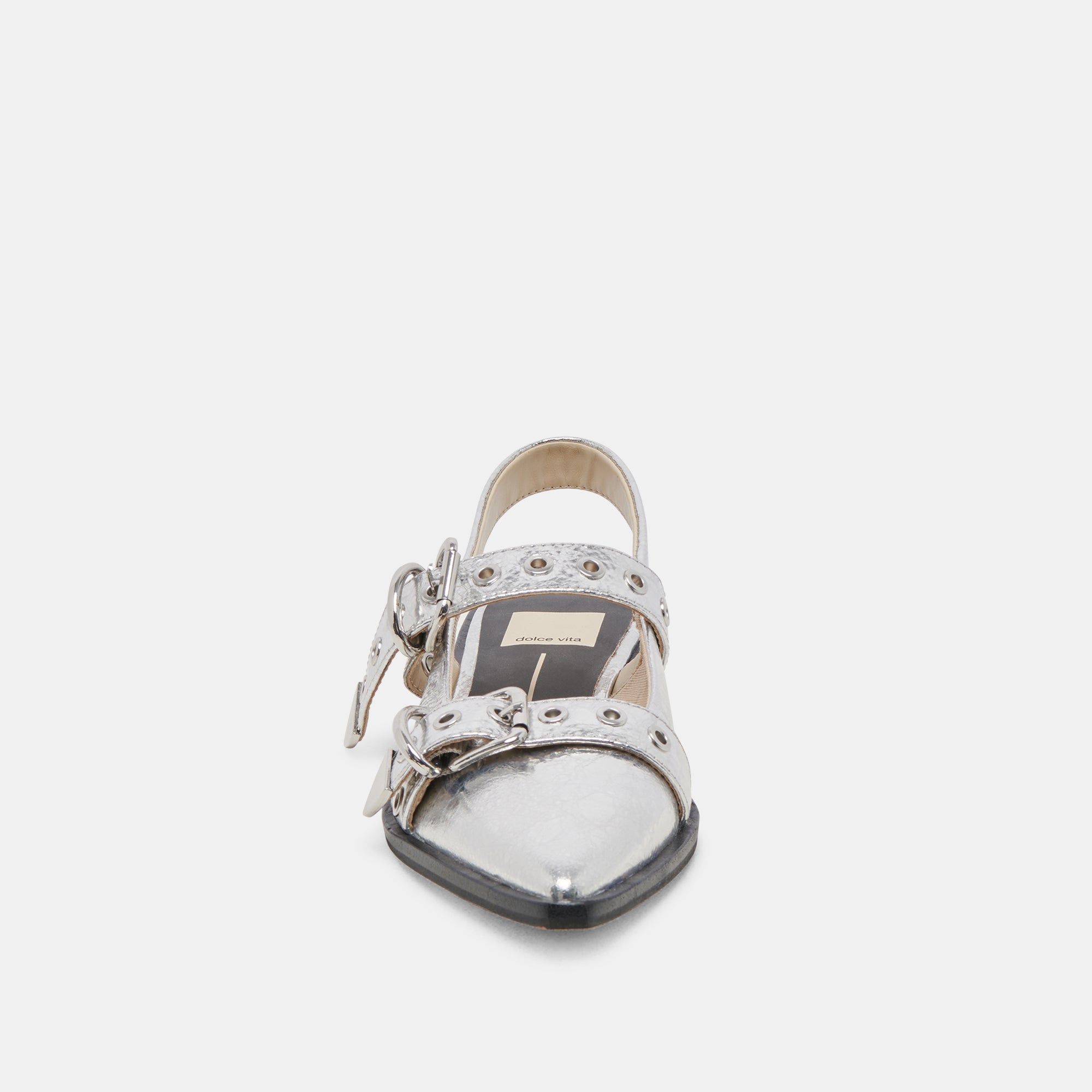 LABELL FLATS Silver Distressed Leather Women's Shoes - Comfortable & Stylish for Casual Wear, Office, and Everyday Outfits