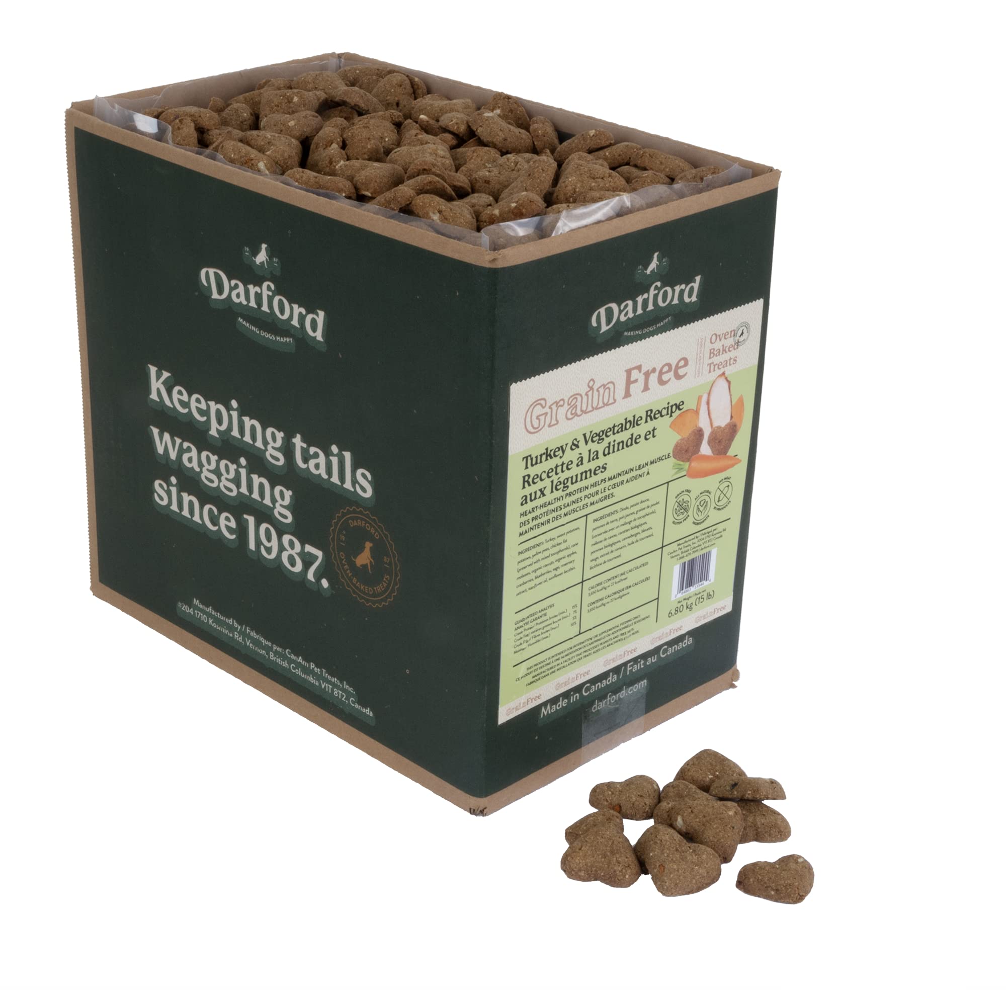 Grain Free Dog Treats with Turkey and Mixed Vegetables - 15 lb Bag - Healthy Natural Snacks for Dogs - Perfect for Training, Rewards, and Digestive Health