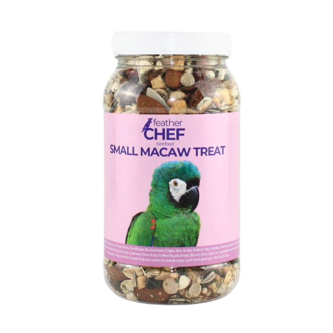Premium Small Macaw Treats - 350g Natural Feather Chef Bird Snacks for Parrots - Perfect for Training, Bonding & Enrichment Activities