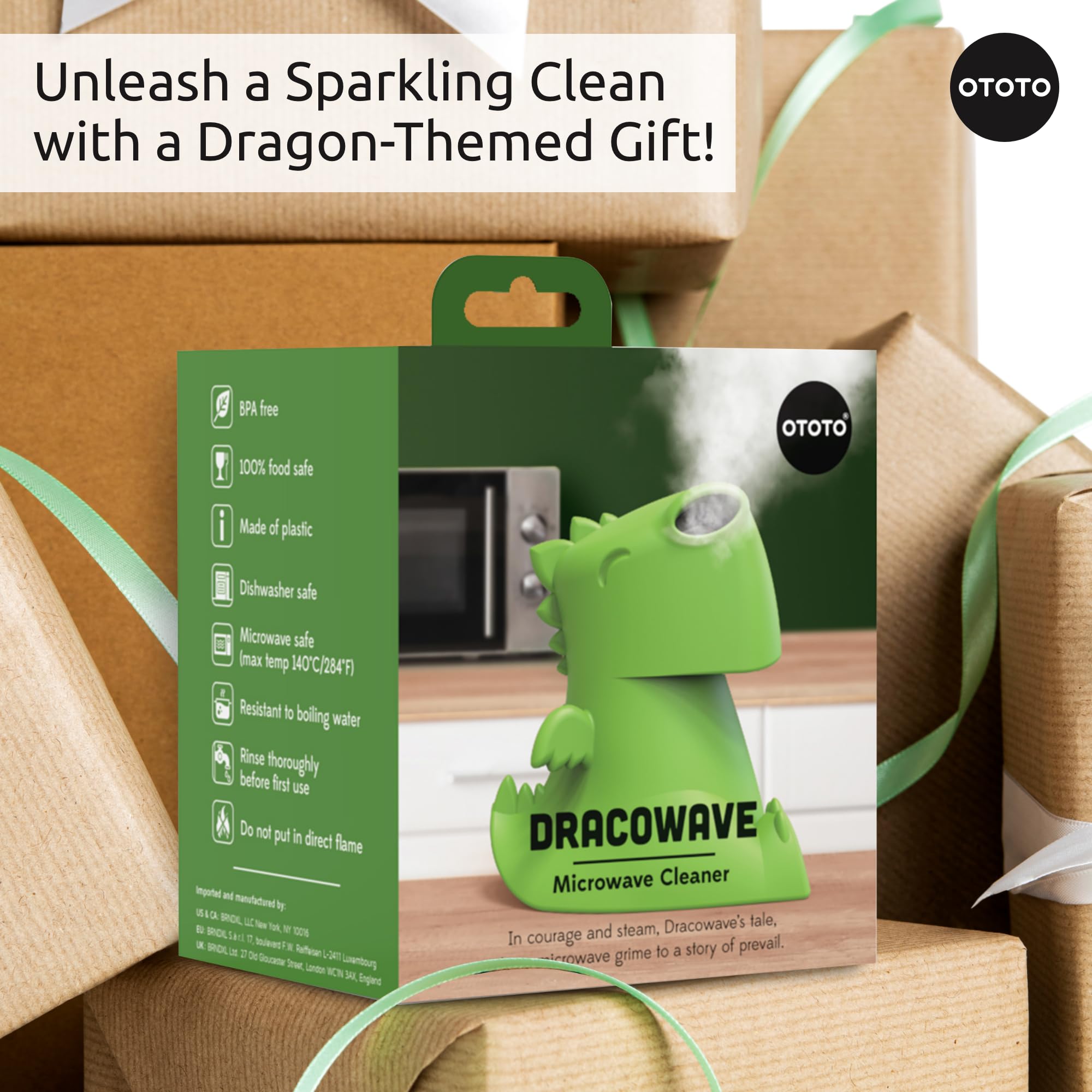 OTOTO Dracowave Microwave Cleaner - Dragon-Shaped Steam Cleaner for Microwave, Removes Grime Quickly with Water & Vinegar - Cute Kitchen Accessories, Funny Gifts for Home Cooks - Perfect for Deep Cleaning, Holiday Gifting & Small Kitchen Organization