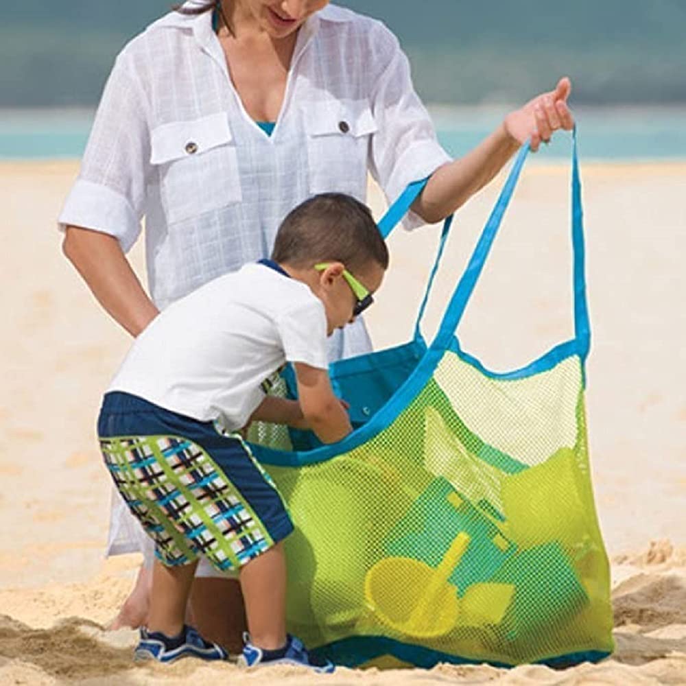 ZaYow Large Mesh Beach Bag - Portable Toy Storage for Beach Toys, Shells, Balls & Towels | Perfect for Pool Parties, Vacations & Outdoor Adventures