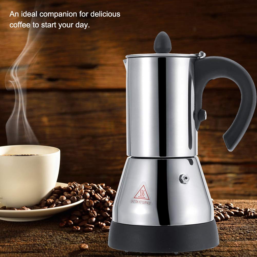 Stainless Steel Electric Coffee Maker - 300ml Espresso & Cappuccino Machine for Home & Office | Perfect for Morning Brews, Afternoon Pick-Me-Ups & Entertaining Guests