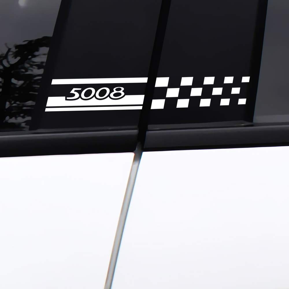 2pcs Car Window Center Pillar Sticker Trim Cover for Peugeot 5008 - Black Vinyl Decorative Protection Accessories (Enhances Style & Prevents Scratches) - Perfect for Car Customization & Exterior Upgrades