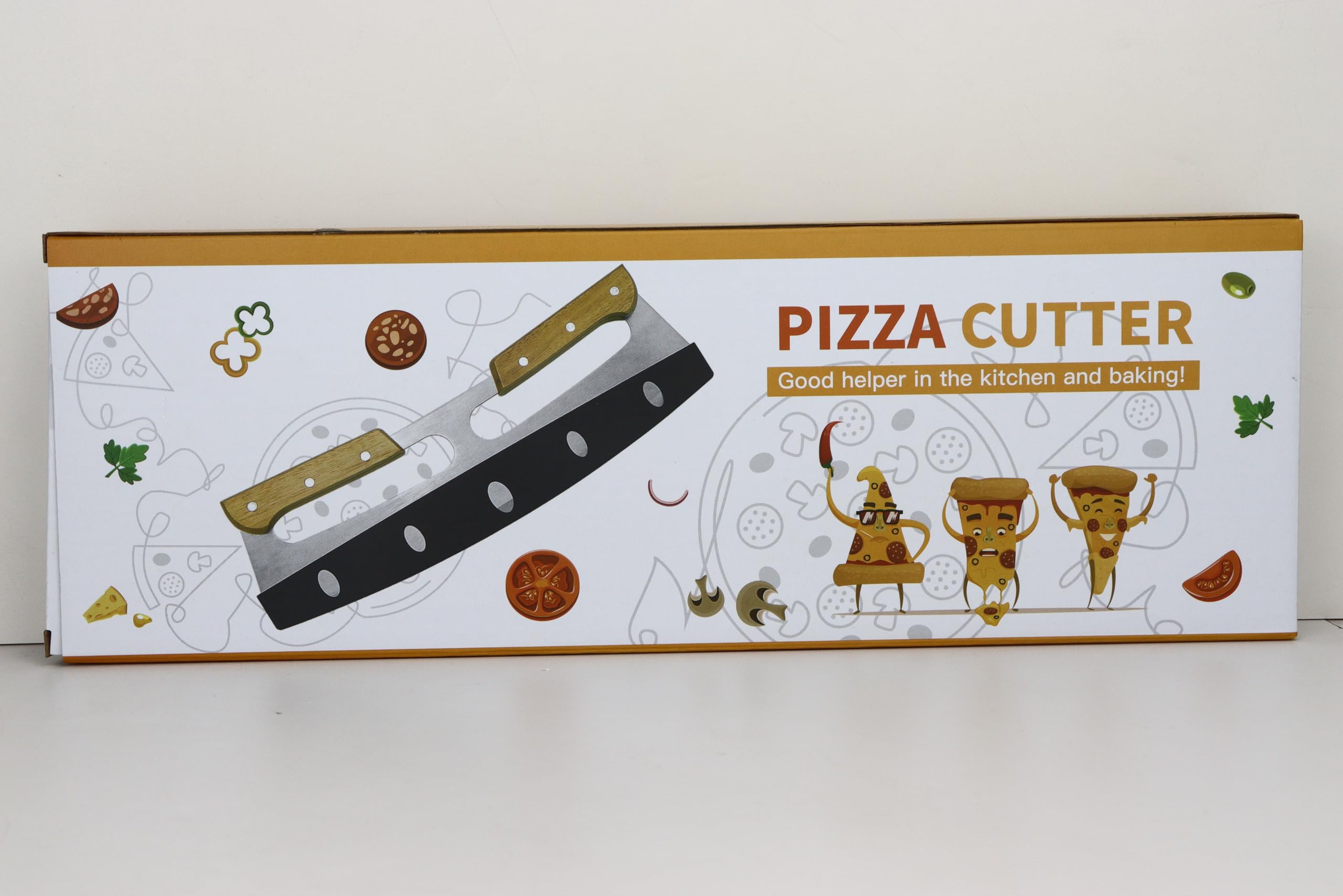 Stainless Steel Pizza Cutter with Wooden Handle & Protective Cover - 14 Inch Large Metal Pizza Slicer & Cake Server Set - Durable Kitchen Tools for Homemade Pizza, Bread, BBQ, Baking - Perfect for Parties, Family Gatherings & Restaurant Use