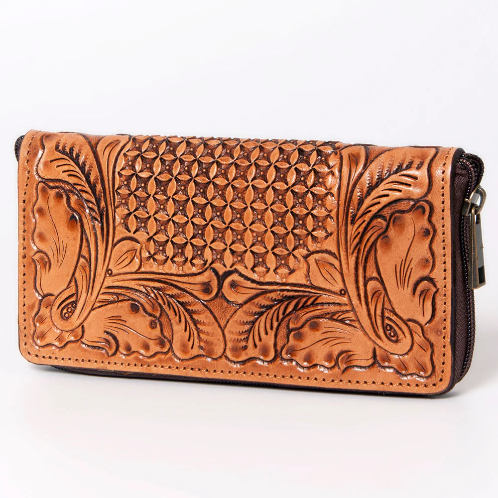 Genuine Leather American Darling Tooled Stamped Wallet for Men & Women - Stylish Bifold Wallet with RFID Protection for Everyday Use & Travel