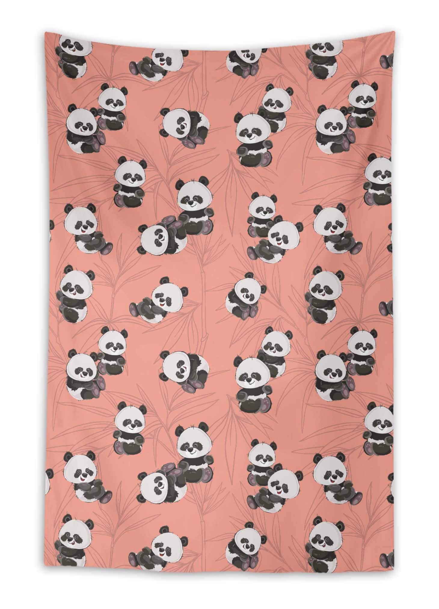 Orange Tree & Panda Kids Wall Hanging Tapestry - 58x80 Inch Home Decor for Bedroom, Nursery, Playroom - Cute Animal Themed Throw Blanket for Boys & Girls Room Decoration