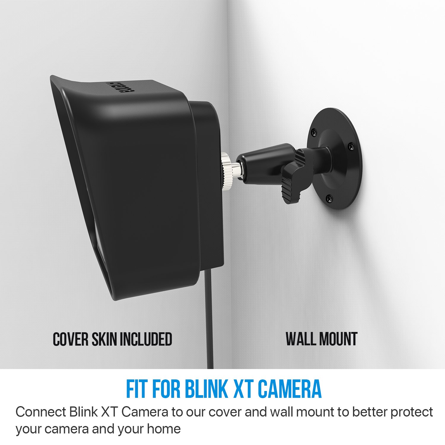 Frienda Blink XT Camera Wall Mount Bracket - Weatherproof 360° Adjustable Security Camera Mount with Silicone Cover for Blink XT Indoor/Outdoor Cameras (3-Pack, Black) - Perfect for Home Surveillance, Garage Monitoring & Outdoor Security
