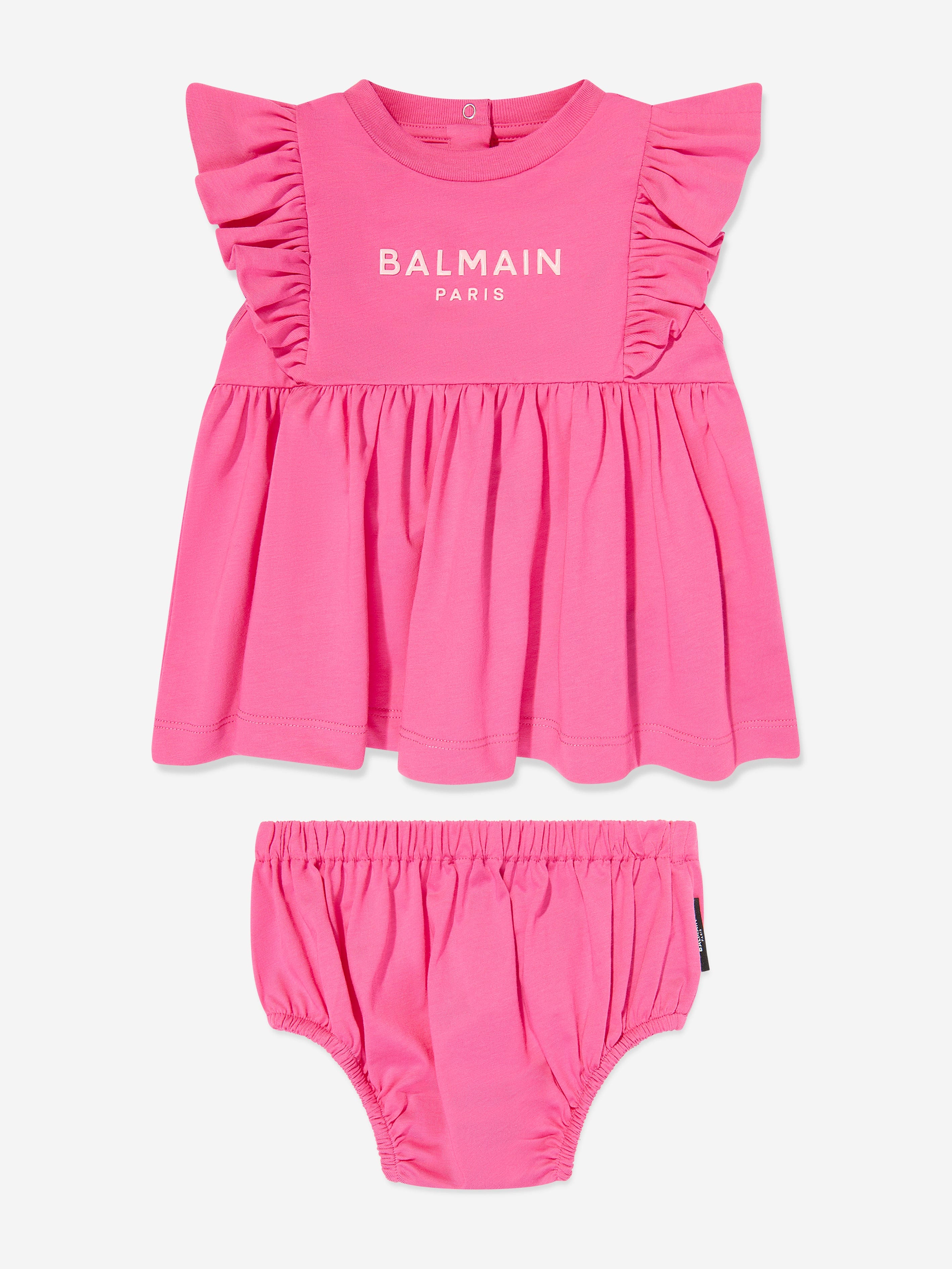Balmain Baby Girls Pink Jersey Dress with Knickers - Soft & Comfortable Outfit for Playdates, Parties & Special Occasions