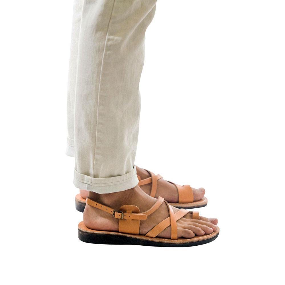 The Good Shepherd Buckle Leather Toe Loop Sandals for Men - Comfortable Casual Summer Footwear for Beach, Walking & Outdoor Activities