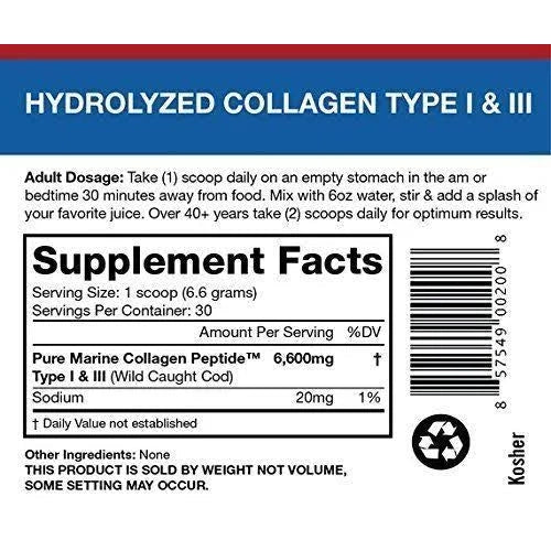 Pure Marine Collagen Peptides Powder for Skin & Joint Support | Anti-Aging Supplement | Supports Hair, Nails & Bone Health | Perfect for Smoothies, Coffee & Daily Wellness Routine