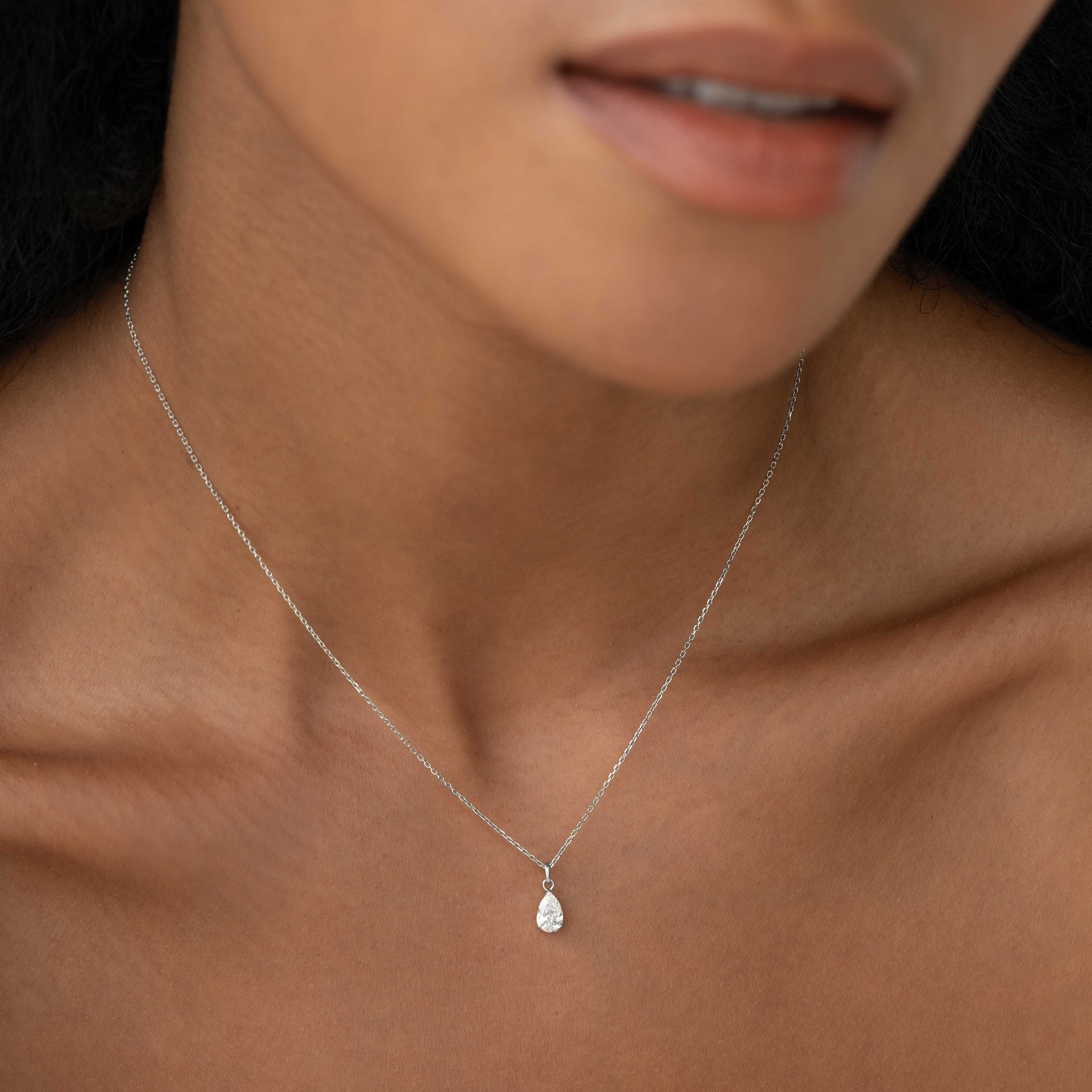 Exquisite Pear Cut Diamond Pendant Necklace in 14K White Gold - Perfect for Weddings, Anniversaries & Special Occasions