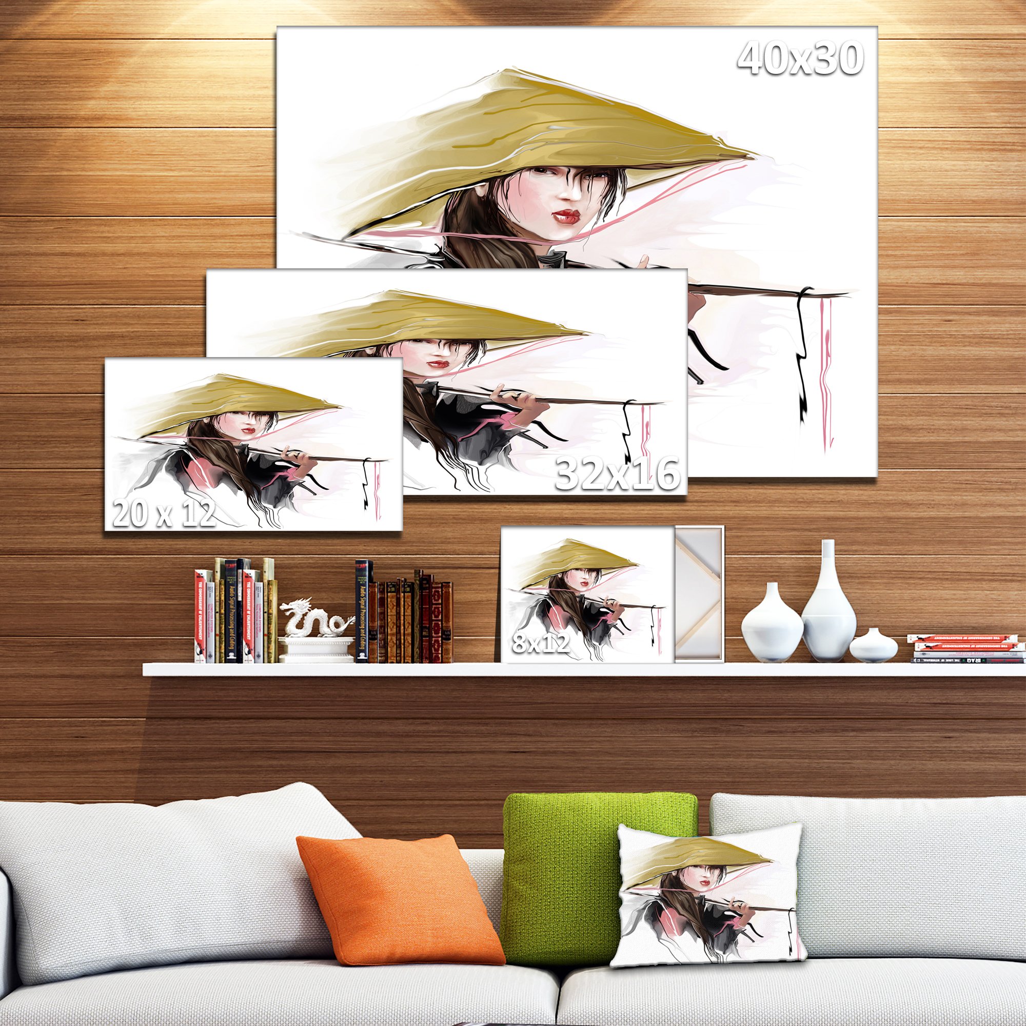Vietnamese Woman Digital Art Portrait Canvas Print - Elegant Wall Decor for Living Room, Bedroom & Office - Unique Gift Idea for Art Lovers