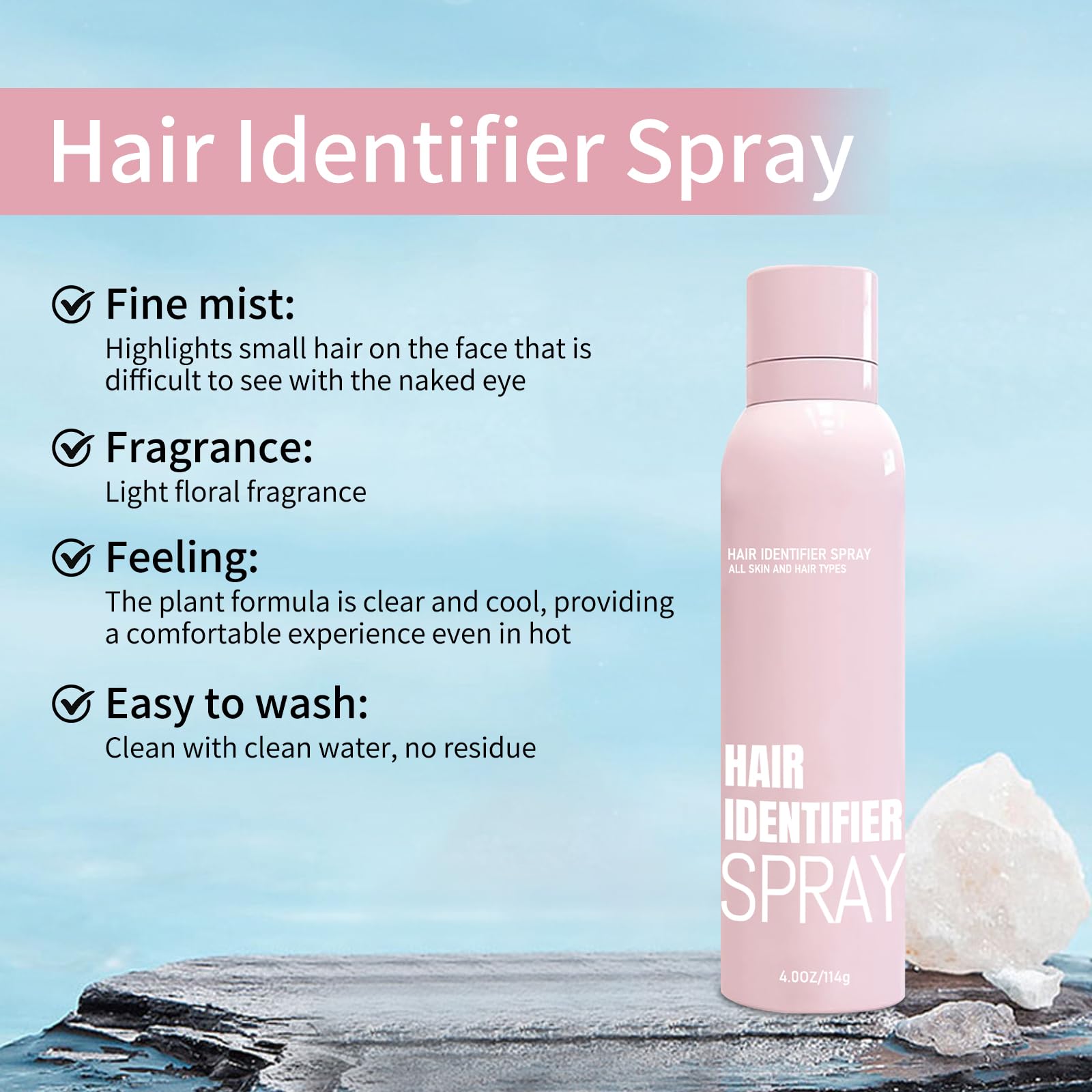 2025 Hair Identifier Spray for Face Shaving & Dermaplaning - Moisturizing Skin Care (4pcs) for Smooth Skin Prep
