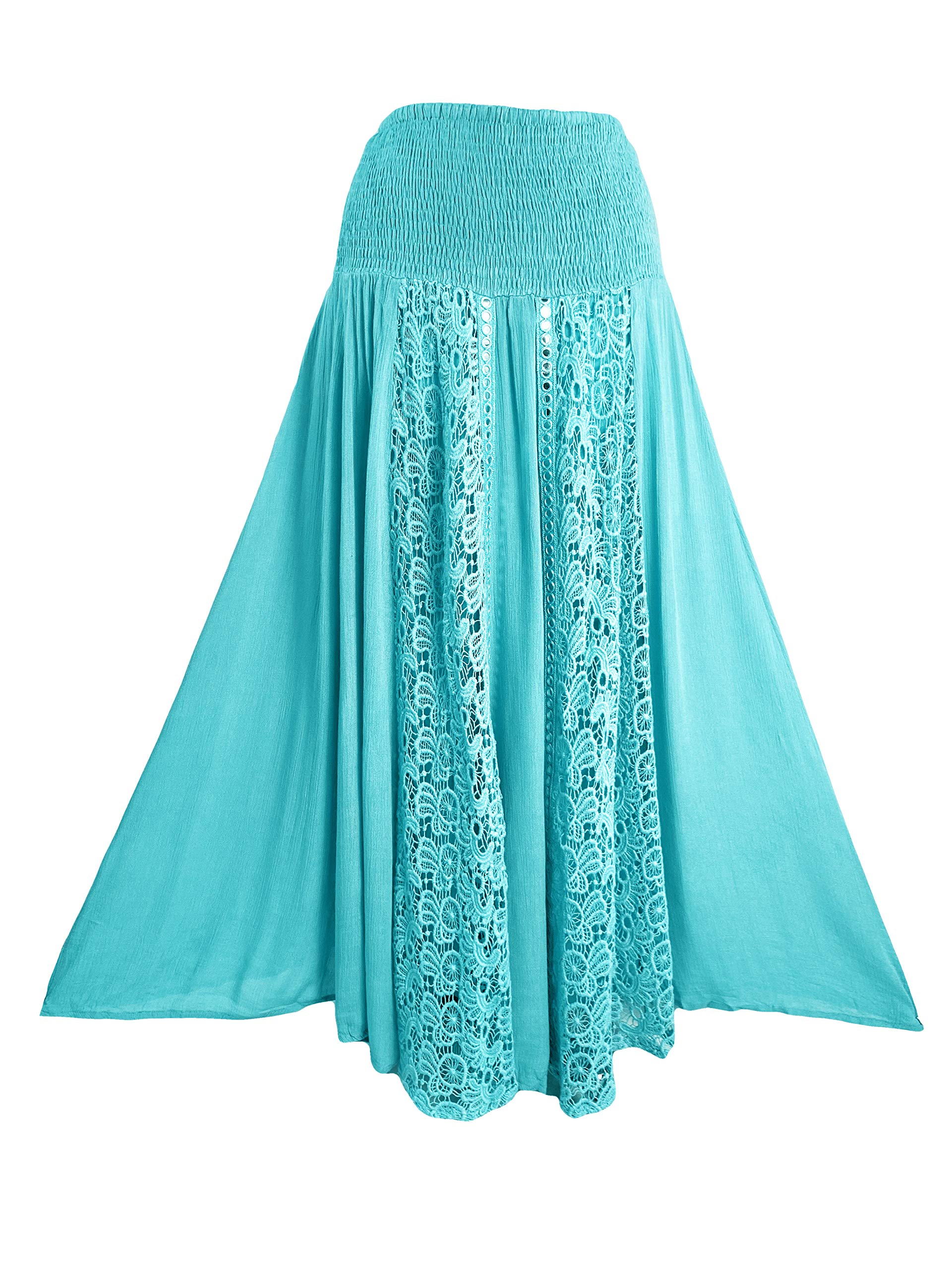 **Agan Traders Women's Bohemian Long Skirt – Soft Rayon, Smocked Elastic Waistband, Flowy Gypsy Style for Spring 2025 | Perfect for Beach, Festivals & Boho Fashion**
