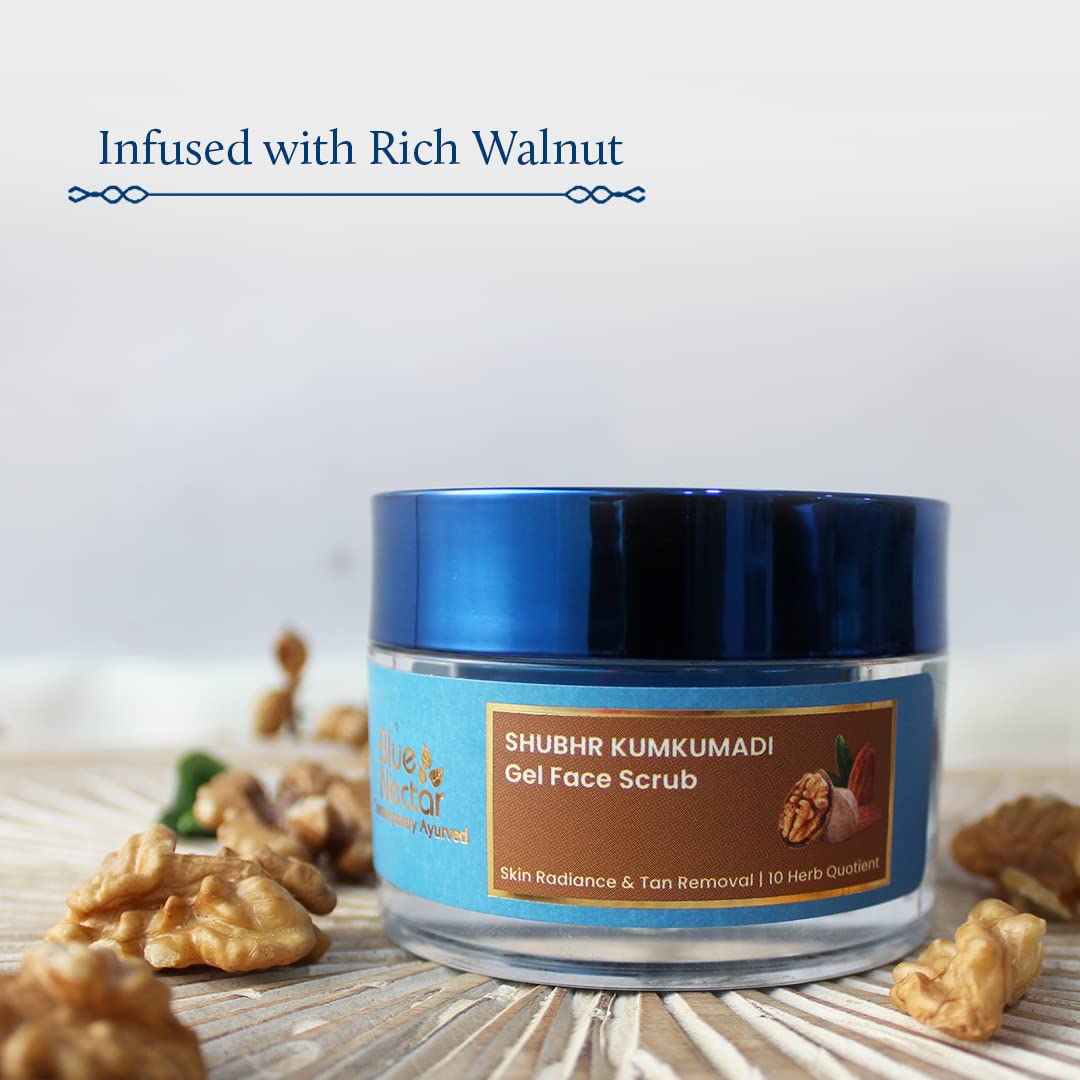 Blue Nectar Vitamin C Face Serum (1 Fl Oz) & Vitamin E Cream (1.7 Fl Oz) - Honey Aloe Vera Detan Face Wash (3.38 Fl Oz) - Walnut Gel Face Scrub (1.7 Fl Oz) - Shubhr Rose Toner (3.4 Fl Oz) | Complete Skincare Set for Glowing Skin | Morning & Night Routine, Anti-Aging & Hydration