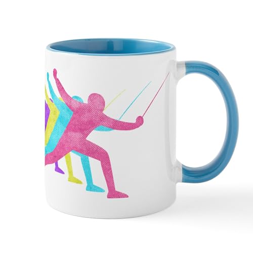 White/Blue Inside - Fencing. 80S Rainbow Colors. Mugs