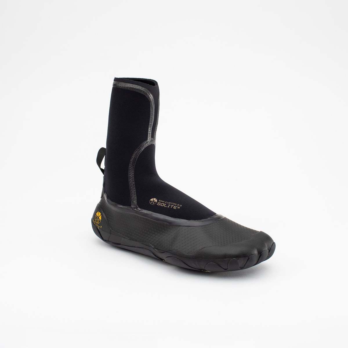 SOLITE 5mm Neoprene Booties Custom 2.0 - Black/Gum Color with Heat Booster Socks - Waterproof & Warm for Surfing, Diving & Cold Water Activities