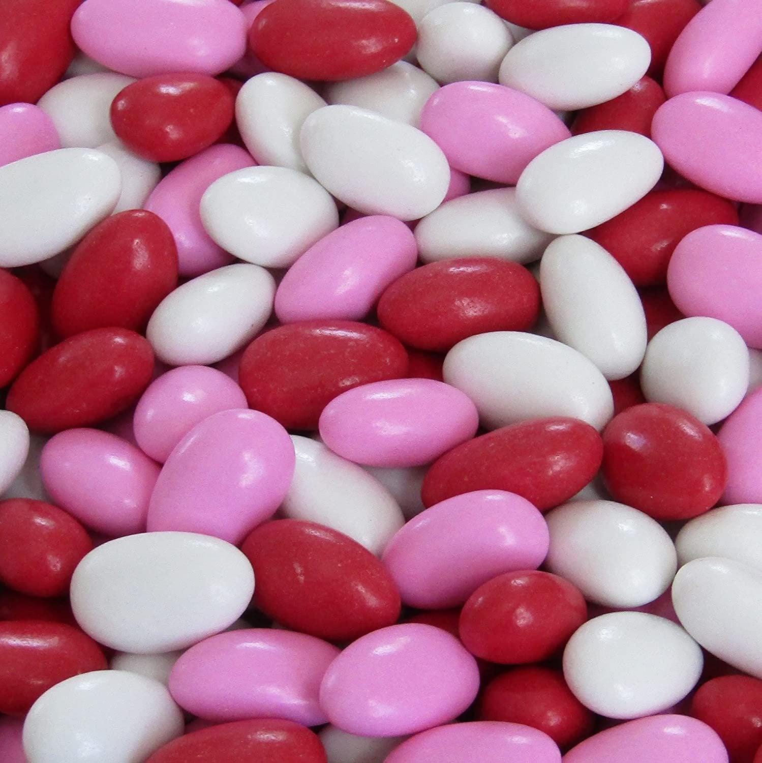 Premium Red, Pink & White Jordan Almonds Mix - 3.5 LBS Jumbo Bulk Container - Perfect for Weddings, Baby Showers & Party Favors