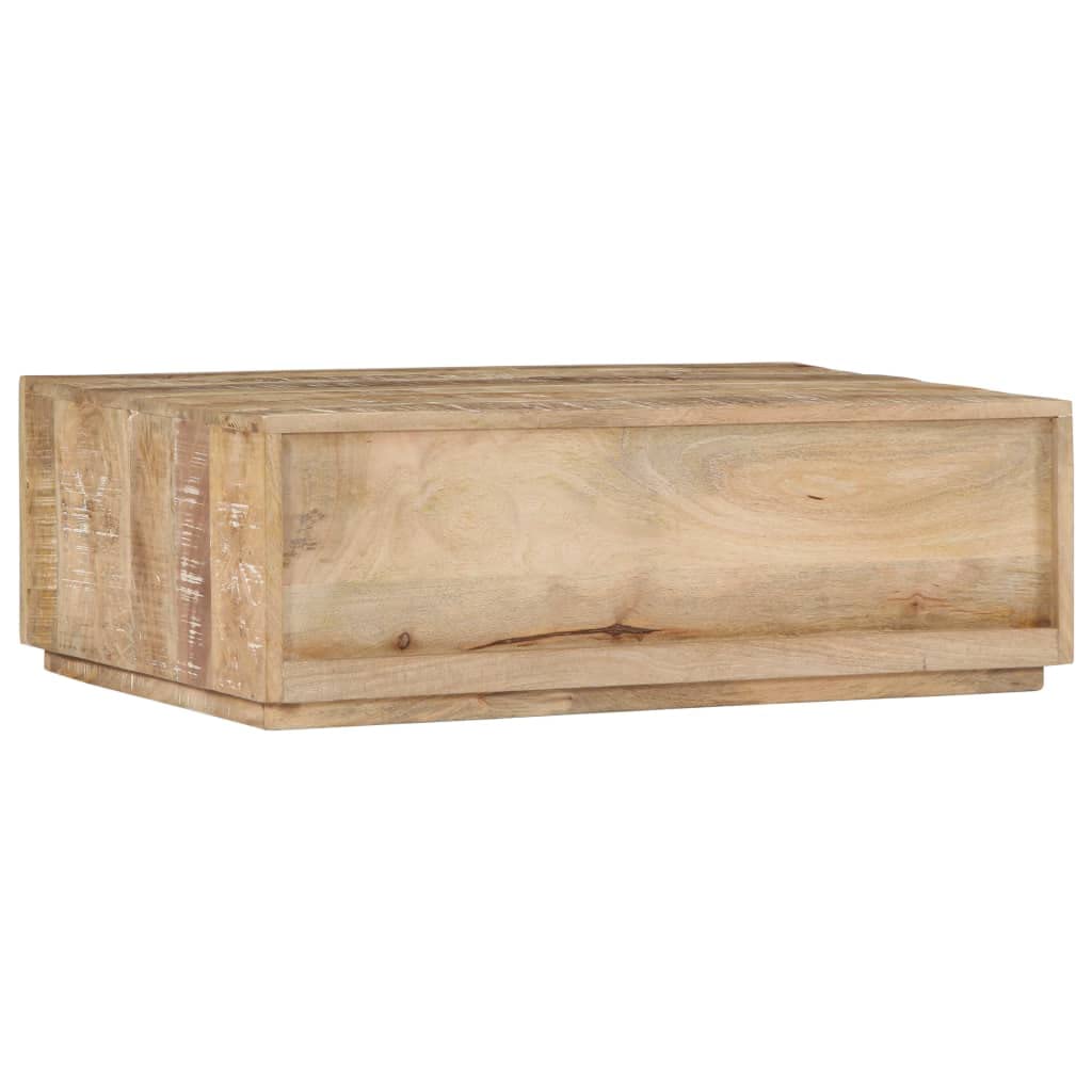 Handmade Solid Mango Wood Coffee Table with 4 Drawers - Farmhouse Style Living Room Furniture - Rustic Brown Sofa Table for Home Decor & Entertaining
