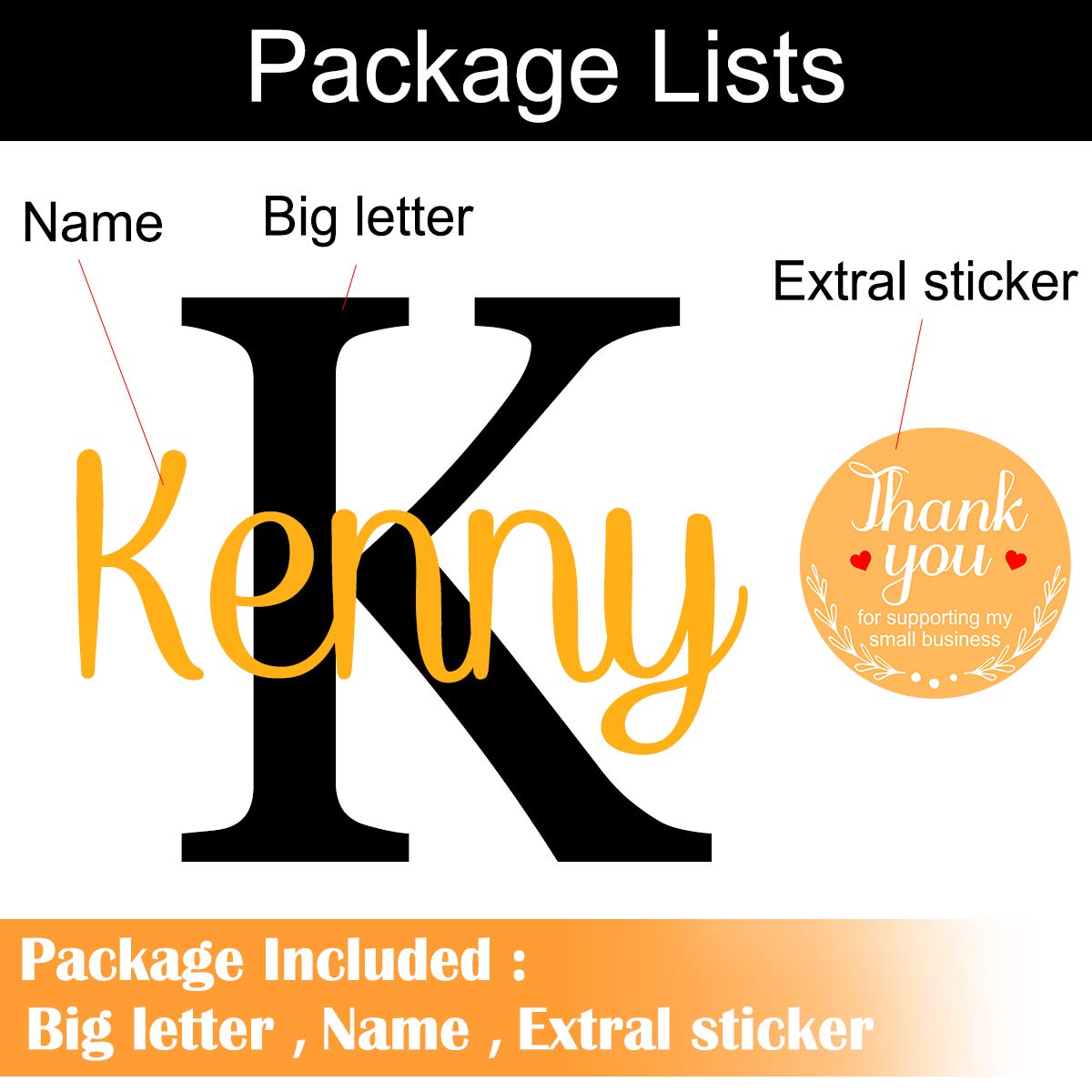 Custom Personalized Name Wall Decal Stickers - Nursery Room Decor for Baby Girls & Boys - DIY Initial Letter Name Art - Perfect for Bedroom, Playroom & Kids' Room Decorations