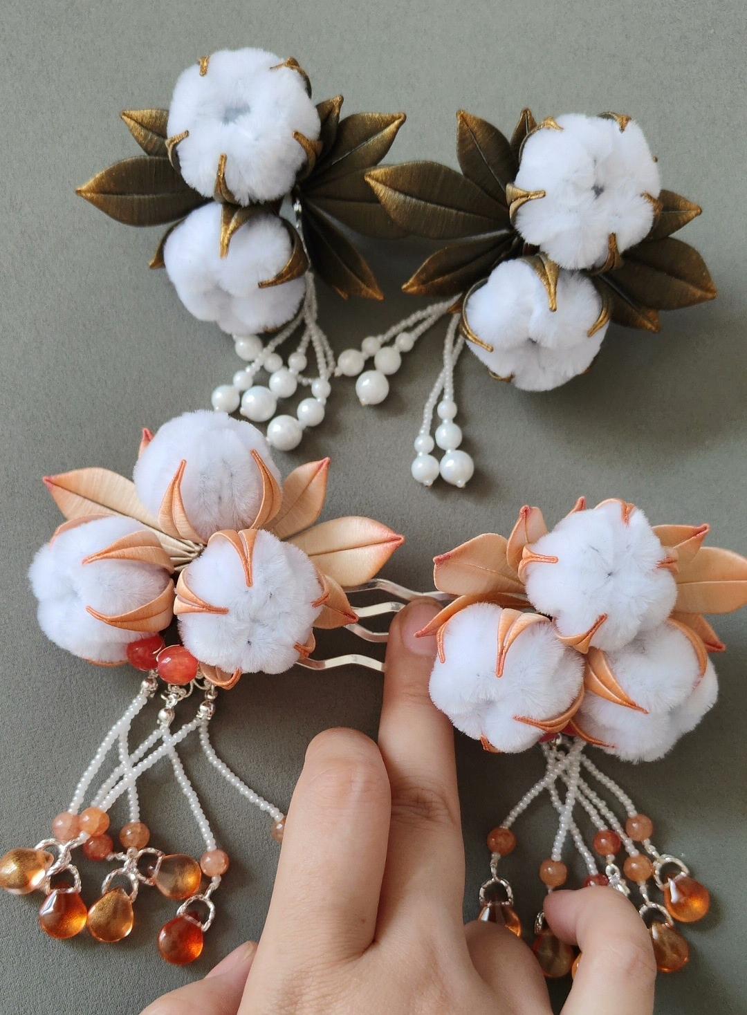 Custom Cotton Hairpins & Silk Hairpins (Chanhua) - Elegant Hair Accessories for Weddings, Parties, and Daily Styling