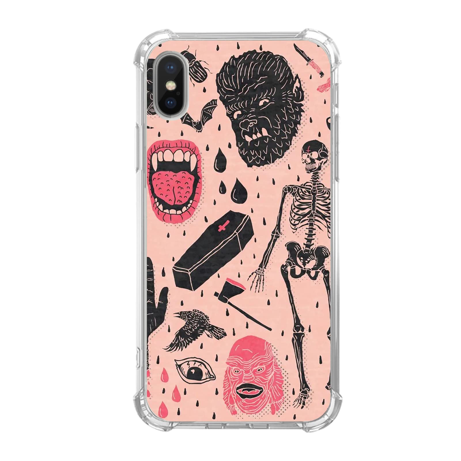 Hippie Skull iPhone X/XS Case - Trendy Spooky Skeleton Phone Cover for Men & Women | Soft TPU Bumper Protection | Perfect for Halloween, Parties & Gothic Style Lovers
