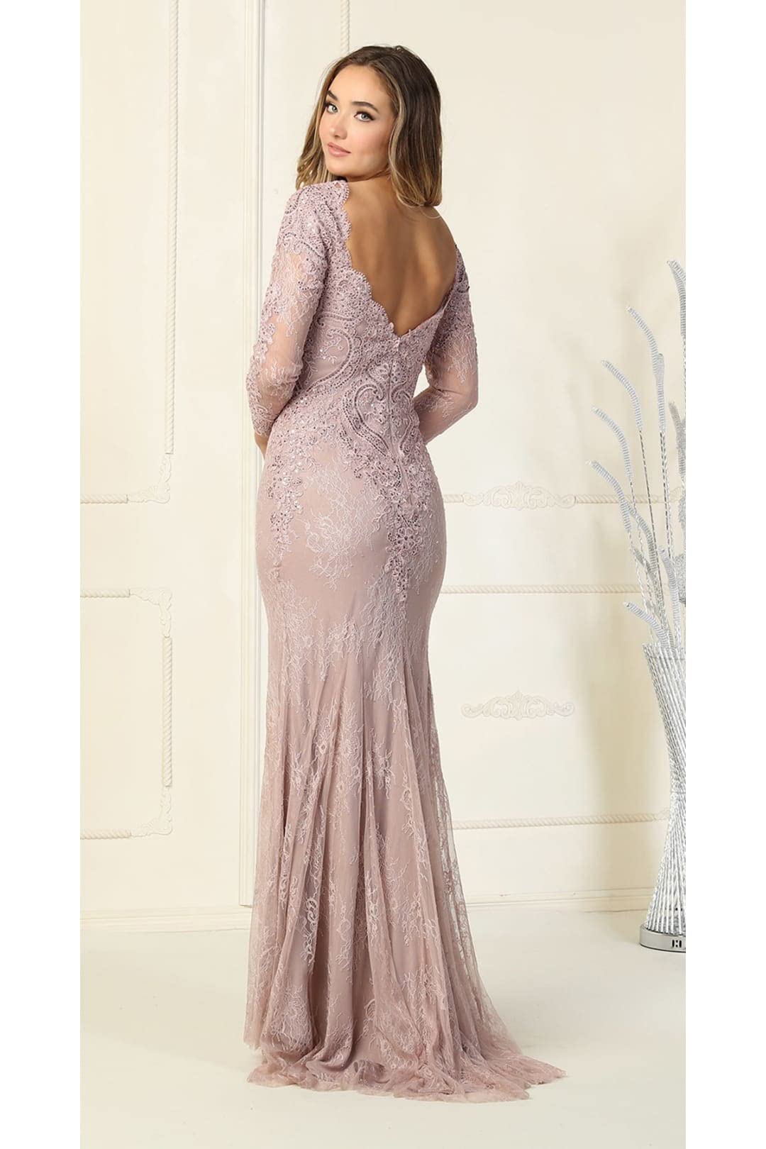 Elegant Long Sleeve Evening Dress FDS7906 - Perfect for Formal Events, Prom, Gala & Wedding Guest Attire