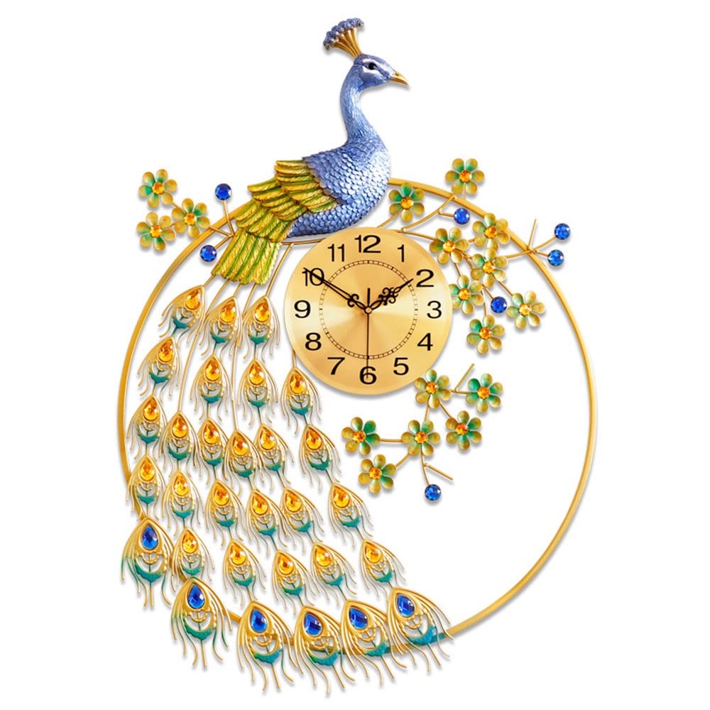 GP-ypfSoft Peacock Wall Clock - 3D Large Modern Silent Wall Clock for Living Room & Bedroom Decor | Stylish Home Décor with Digital Display | Perfect for Home, Office, and Gift Giving