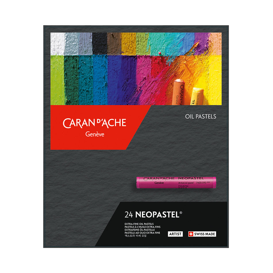 Caran d'Ache Neopastel Oil Pastels Set - 24 Vibrant Colors for Professional Artists & Sketching - Perfect for Drawing, Blending & Layering Techniques