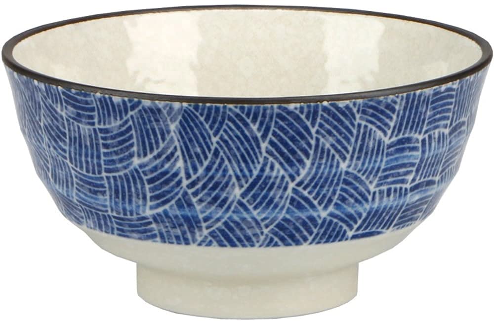 Ceramic Cereal Bowl Set - Large 7-inch Microwave Safe Soup, Pasta, Fruit Salad Bowls - Hand Painted Retro Design Mixing & Serving Bowls for Kitchen, Dining, Party