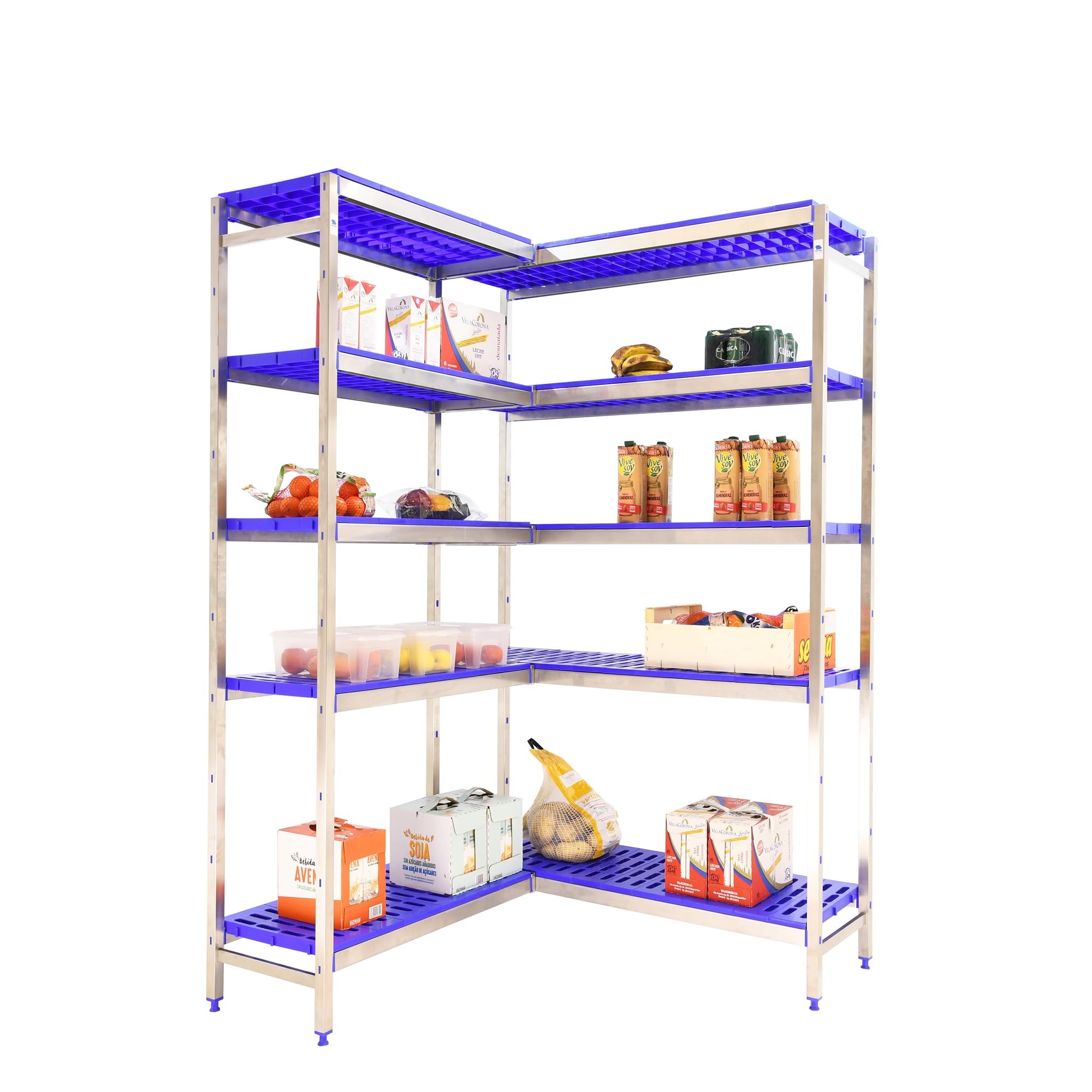 Stainless Steel Corner Shelf - Simoninox, 5 Shelves, 180kg Capacity for Kitchen & Industrial Use