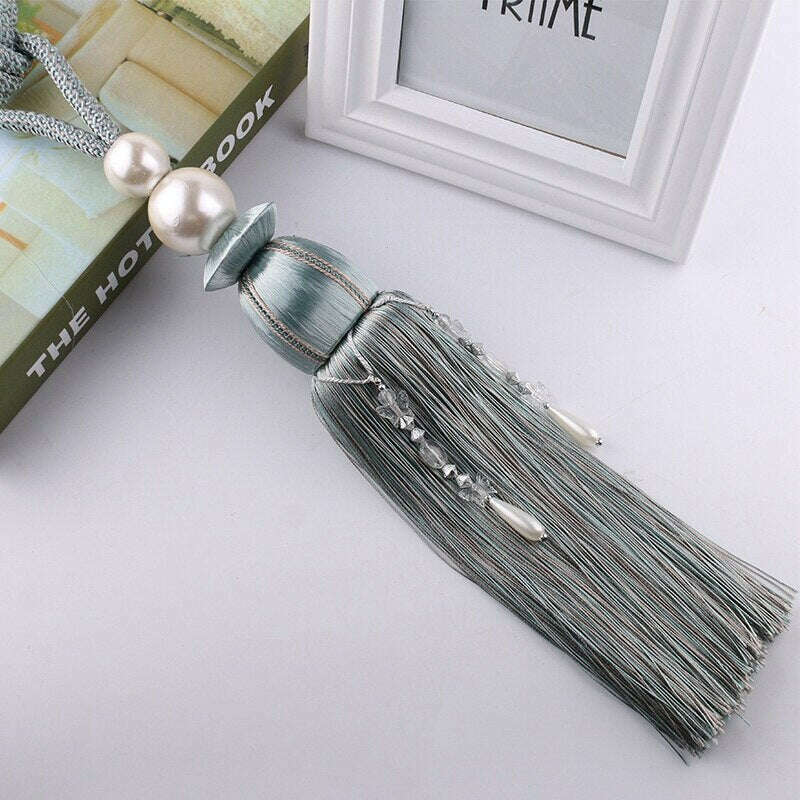 Elegant Pearl Tassel Curtain Tiebacks - Gold & White Home Decor for Windows, Living Room, Bedroom - Perfect for Drapes, Sheers & Valances